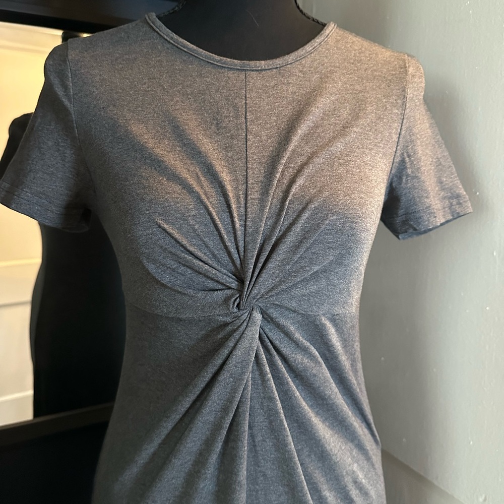 Shein Gray Twist-Front Midi Dress